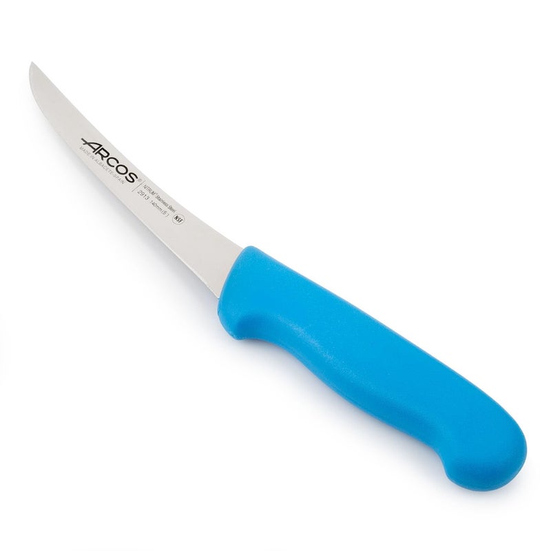 Arcos Boning Knife 5 Inch Nitrum Stainless Steel and 140 mm blade. Professional Butcher Knife to Slice Bones from Meat. Ergonomic Polypropylene Handle. Series 2900. Color Blue. - Image 1